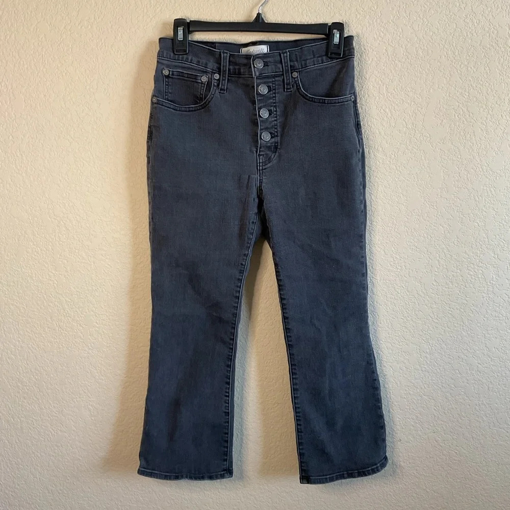 *See Pics* Madewell Womens Cali Demi-Boot Black Button Fly Denim Jeans Size 27